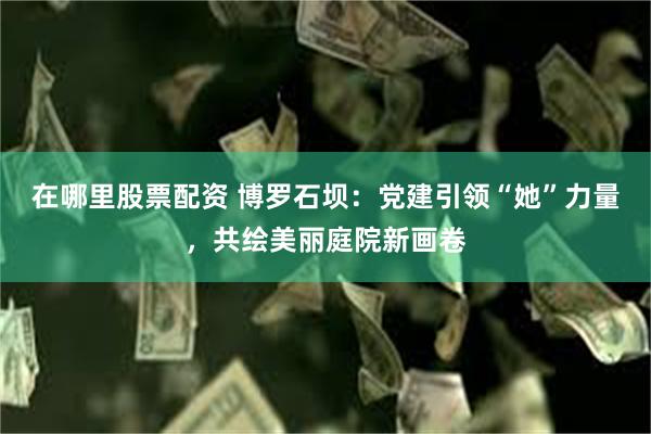 在哪里股票配资 博罗石坝：党建引领“她”力量，共绘美丽庭院新画卷