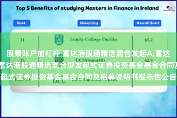 股票账户加杠杆 富达港股通精选混合发起A,富达港股通精选混合发起C: 富达港股通精选混合型发起式证券投资基金基金合同及招募说明书提示性公告