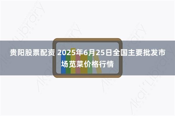 贵阳股票配资 2025年6月25日全国主要批发市场苋菜价格行情